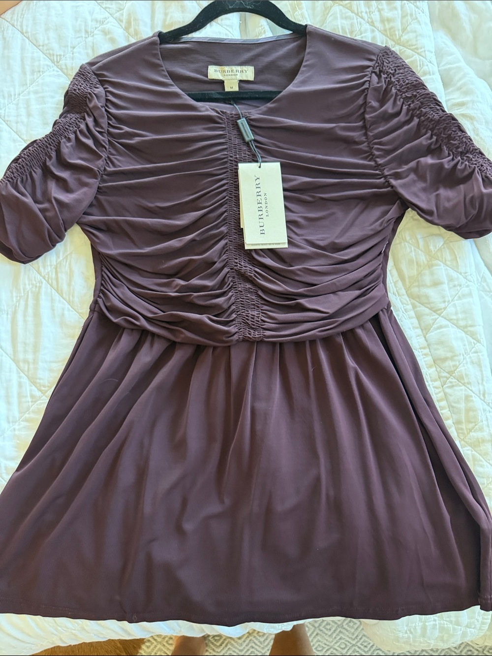 Burberry Purple Ruched Short Sleeve top